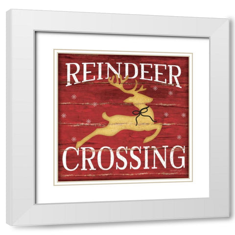 Reindeer Crossing White Modern Wood Framed Art Print with Double Matting by Pugh, Jennifer