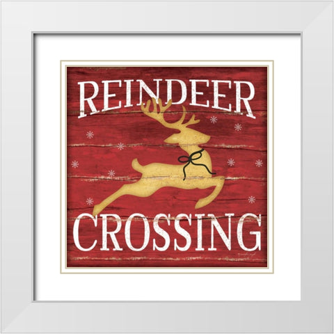 Reindeer Crossing White Modern Wood Framed Art Print with Double Matting by Pugh, Jennifer