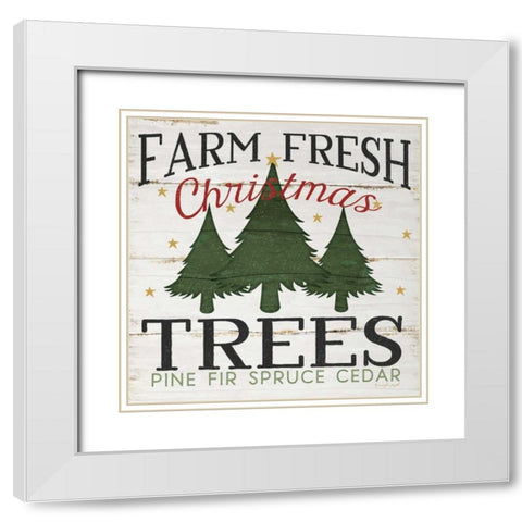 Farm Fresh Christmas Trees White Modern Wood Framed Art Print with Double Matting by Pugh, Jennifer