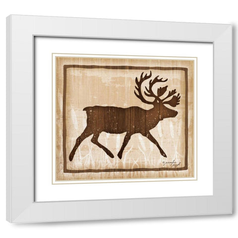 Elk White Modern Wood Framed Art Print with Double Matting by Pugh, Jennifer