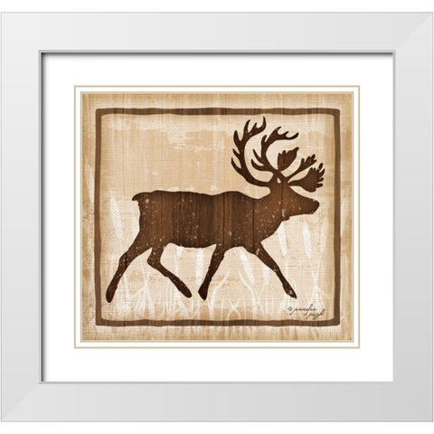 Elk White Modern Wood Framed Art Print with Double Matting by Pugh, Jennifer