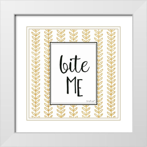 Bite Me White Modern Wood Framed Art Print with Double Matting by Pugh, Jennifer