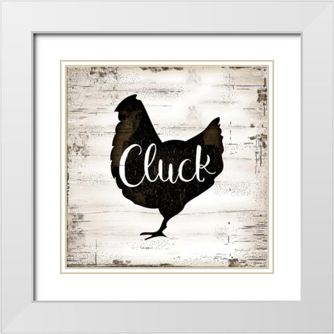 Farmhouse Chicken White Modern Wood Framed Art Print with Double Matting by Pugh, Jennifer