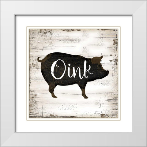 Farmhouse Pig White Modern Wood Framed Art Print with Double Matting by Pugh, Jennifer