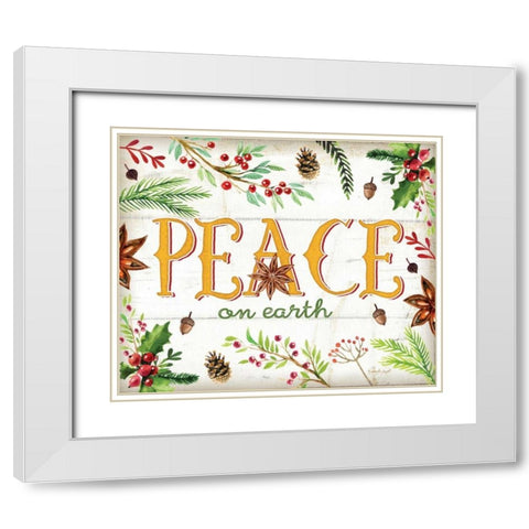 Peace White Modern Wood Framed Art Print with Double Matting by Pugh, Jennifer