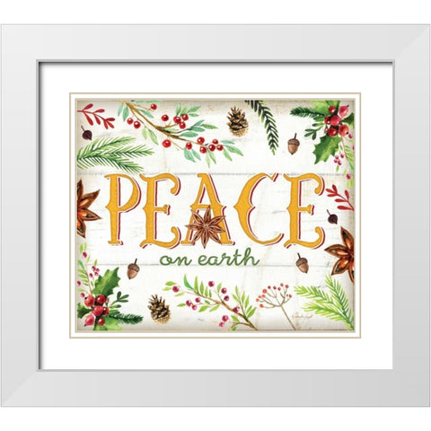 Peace White Modern Wood Framed Art Print with Double Matting by Pugh, Jennifer