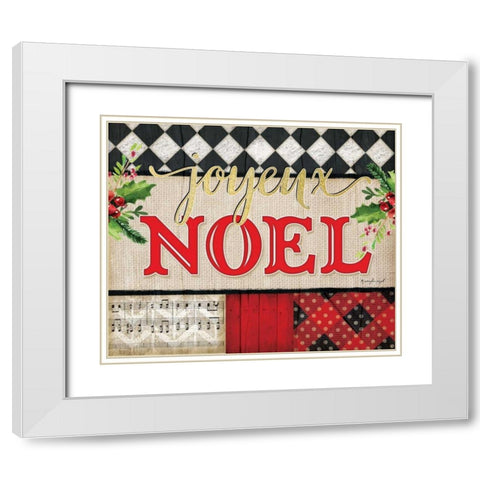 Joyeux Noel White Modern Wood Framed Art Print with Double Matting by Pugh, Jennifer