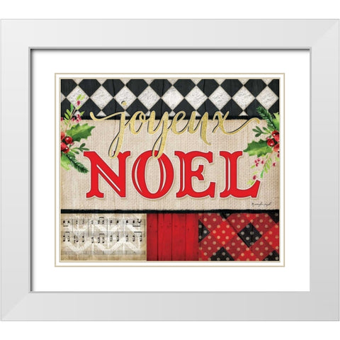 Joyeux Noel White Modern Wood Framed Art Print with Double Matting by Pugh, Jennifer