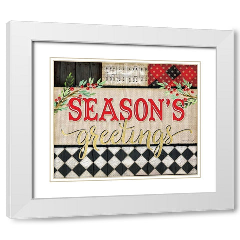 Seasons greetings White Modern Wood Framed Art Print with Double Matting by Pugh, Jennifer