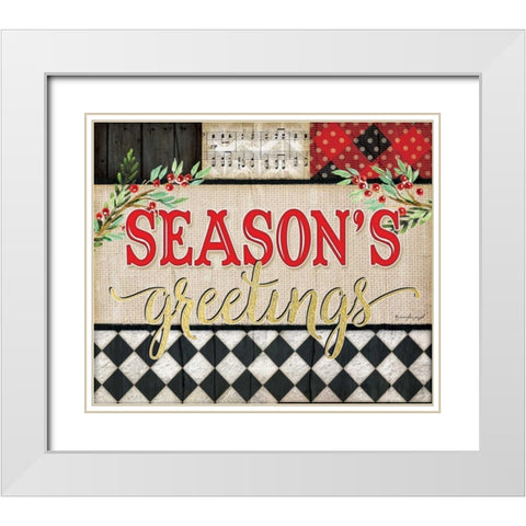 Seasons greetings White Modern Wood Framed Art Print with Double Matting by Pugh, Jennifer