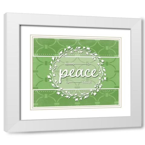 Peace White Modern Wood Framed Art Print with Double Matting by Pugh, Jennifer