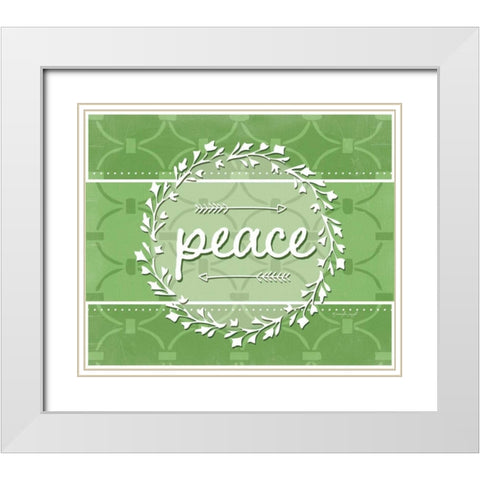 Peace White Modern Wood Framed Art Print with Double Matting by Pugh, Jennifer