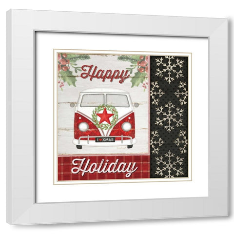 Happy Holiday White Modern Wood Framed Art Print with Double Matting by Pugh, Jennifer