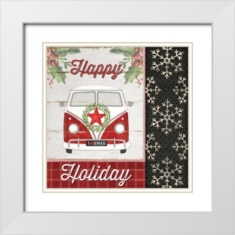 Happy Holiday White Modern Wood Framed Art Print with Double Matting by Pugh, Jennifer