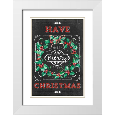 Merry Little Christmas White Modern Wood Framed Art Print with Double Matting by Pugh, Jennifer