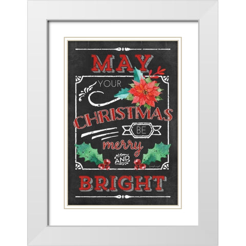 Merry and Bright White Modern Wood Framed Art Print with Double Matting by Pugh, Jennifer