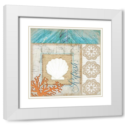 Coastal Scallop White Modern Wood Framed Art Print with Double Matting by Pugh, Jennifer