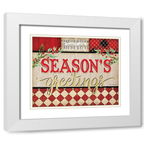 Seasons Greetings Plaid White Modern Wood Framed Art Print with Double Matting by Pugh, Jennifer