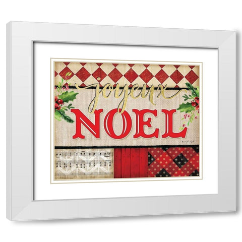 Joyeux Noel Plaid White Modern Wood Framed Art Print with Double Matting by Pugh, Jennifer