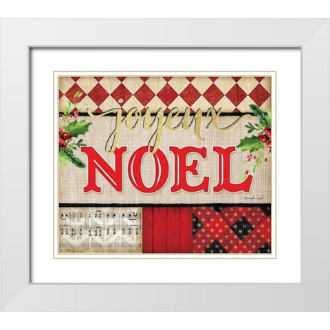 Joyeux Noel Plaid White Modern Wood Framed Art Print with Double Matting by Pugh, Jennifer