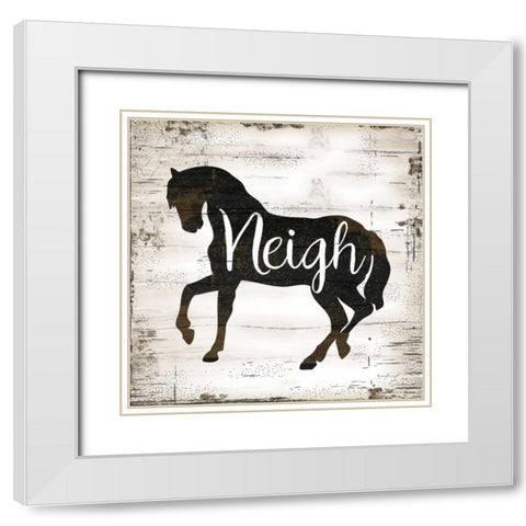 Farmhouse Horse White Modern Wood Framed Art Print with Double Matting by Pugh, Jennifer