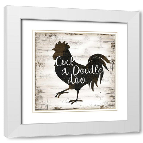Farmhouse Rooster White Modern Wood Framed Art Print with Double Matting by Pugh, Jennifer