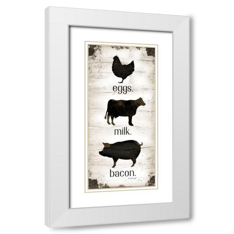 Farmhouse Eggs - Milk - Bacon White Modern Wood Framed Art Print with Double Matting by Pugh, Jennifer