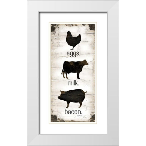 Farmhouse Eggs - Milk - Bacon White Modern Wood Framed Art Print with Double Matting by Pugh, Jennifer