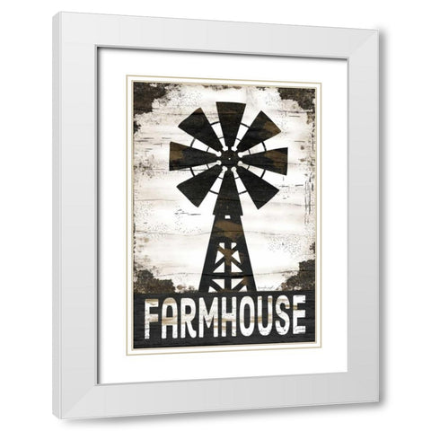 Farmhouse Windmill White Modern Wood Framed Art Print with Double Matting by Pugh, Jennifer