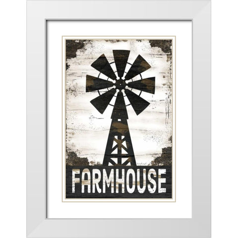 Farmhouse Windmill White Modern Wood Framed Art Print with Double Matting by Pugh, Jennifer