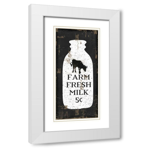 Farmhouse Milk Bottle White Modern Wood Framed Art Print with Double Matting by Pugh, Jennifer