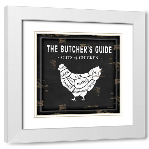 Butchers Guide Chicken White Modern Wood Framed Art Print with Double Matting by Pugh, Jennifer