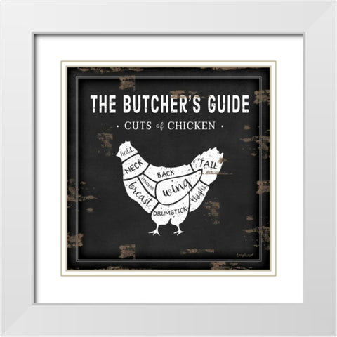 Butchers Guide Chicken White Modern Wood Framed Art Print with Double Matting by Pugh, Jennifer