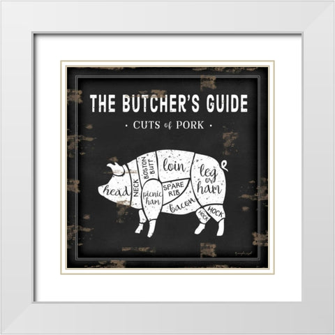 Butchers Guide Pig White Modern Wood Framed Art Print with Double Matting by Pugh, Jennifer