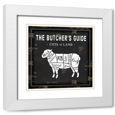 Butchers Guide Lamb White Modern Wood Framed Art Print with Double Matting by Pugh, Jennifer