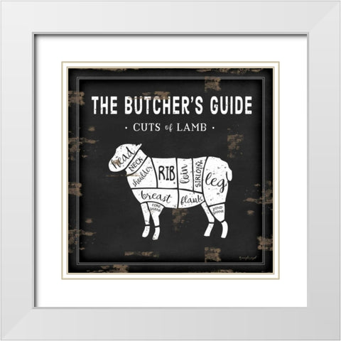 Butchers Guide Lamb White Modern Wood Framed Art Print with Double Matting by Pugh, Jennifer