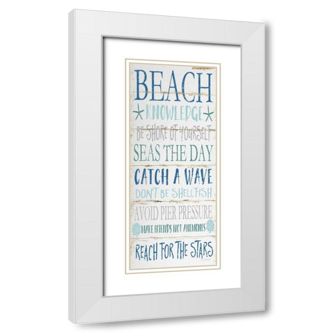 Beach Knowledge White Modern Wood Framed Art Print with Double Matting by Pugh, Jennifer