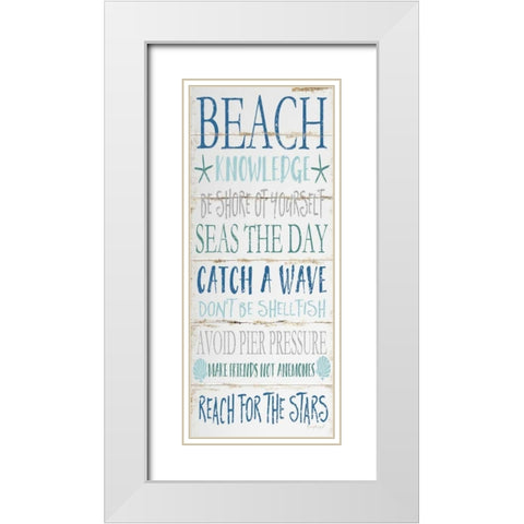 Beach Knowledge White Modern Wood Framed Art Print with Double Matting by Pugh, Jennifer