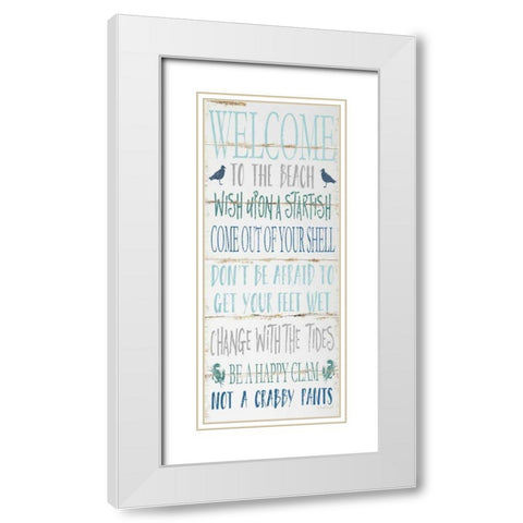 Welcome to the Beach White Modern Wood Framed Art Print with Double Matting by Pugh, Jennifer