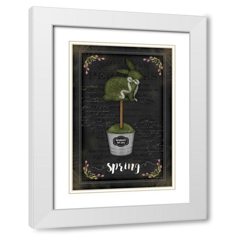 Topiary Bunny White Modern Wood Framed Art Print with Double Matting by Pugh, Jennifer