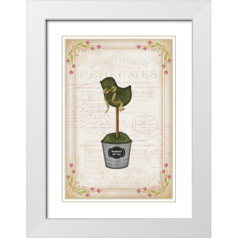 Topiary Chick White Modern Wood Framed Art Print with Double Matting by Pugh, Jennifer