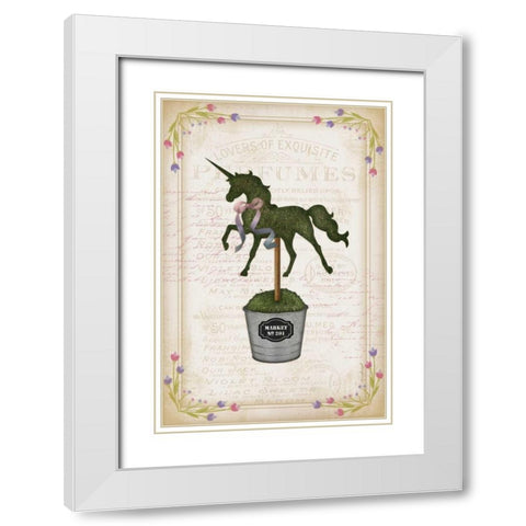 Topiary Unicorn I White Modern Wood Framed Art Print with Double Matting by Pugh, Jennifer