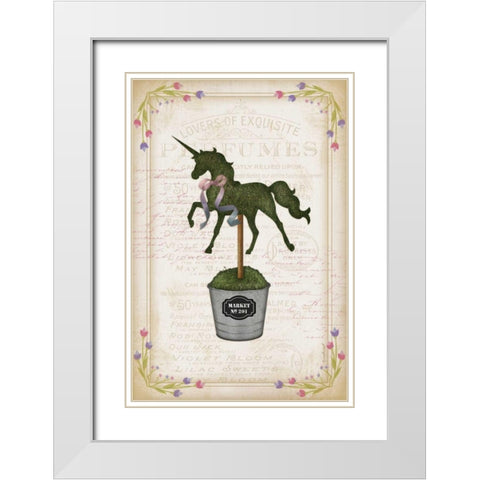 Topiary Unicorn I White Modern Wood Framed Art Print with Double Matting by Pugh, Jennifer