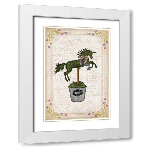 Topiary Unicorn II White Modern Wood Framed Art Print with Double Matting by Pugh, Jennifer