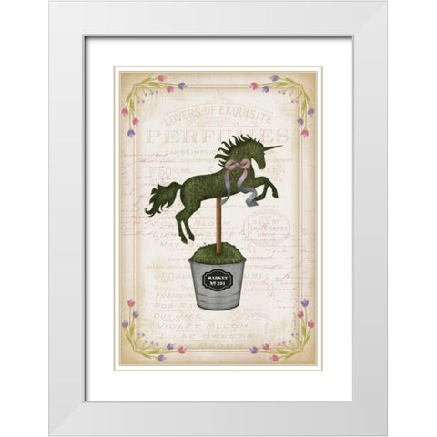 Topiary Unicorn II White Modern Wood Framed Art Print with Double Matting by Pugh, Jennifer