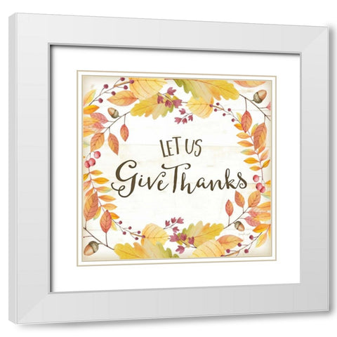 Let Us Give Thanks White Modern Wood Framed Art Print with Double Matting by Pugh, Jennifer