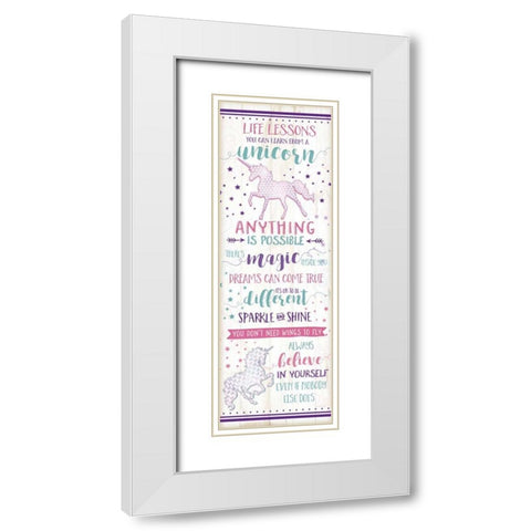 Life Lessons from a Unicorn White Modern Wood Framed Art Print with Double Matting by Pugh, Jennifer