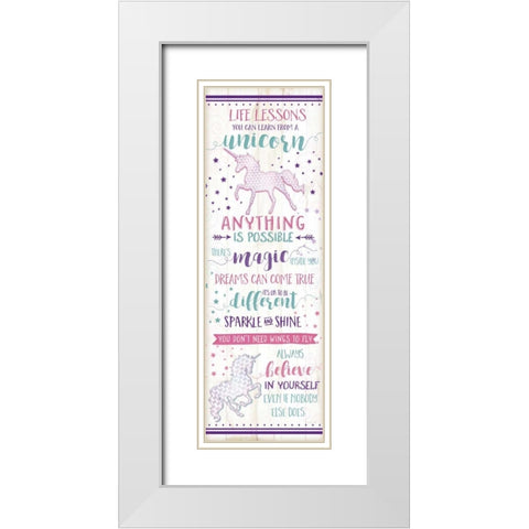 Life Lessons from a Unicorn White Modern Wood Framed Art Print with Double Matting by Pugh, Jennifer