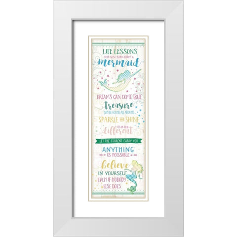 Life Lessons from a Mermaid White Modern Wood Framed Art Print with Double Matting by Pugh, Jennifer