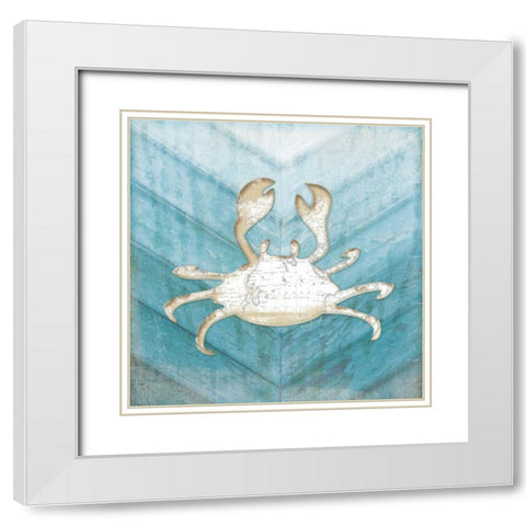 Coastal Crab White Modern Wood Framed Art Print with Double Matting by Pugh, Jennifer